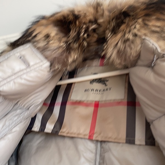 Burberry Down Puffer Coat Fur Collar - Picture 1 of 13